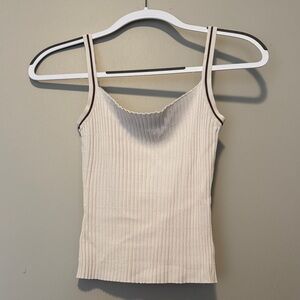 Cream Ribbed Women's Vintage Tank Top
